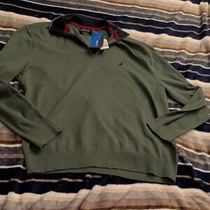 Nautica Navtech Quarter Zip Sweater NWT Men’s XL Dark Green